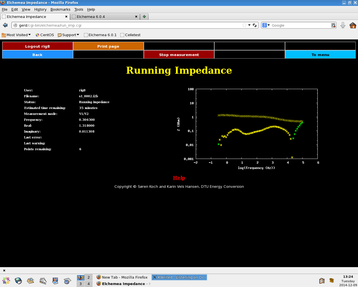 Screenshot of impedance acquisition